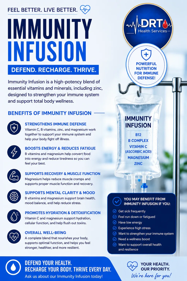 Promotional graphic for immunity IV infusion
