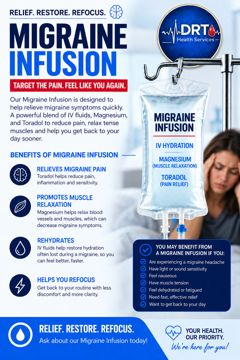 Promotional graphic for Migraine Infusion