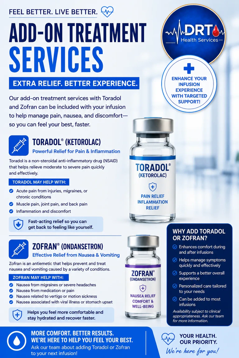 Promotional graphic for IV infusion add-on services